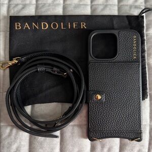 Bandolier - Mila MagSafe - Black Leather Crossbody Phone Case with Strap